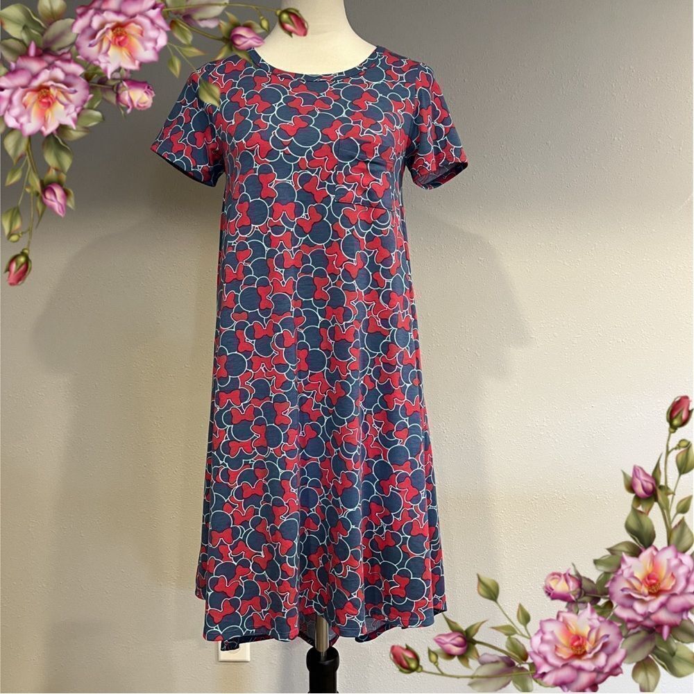 LuLaRoe‎ Carly Short Sleeve midi Minnie Mouse print a-line loose fit dress